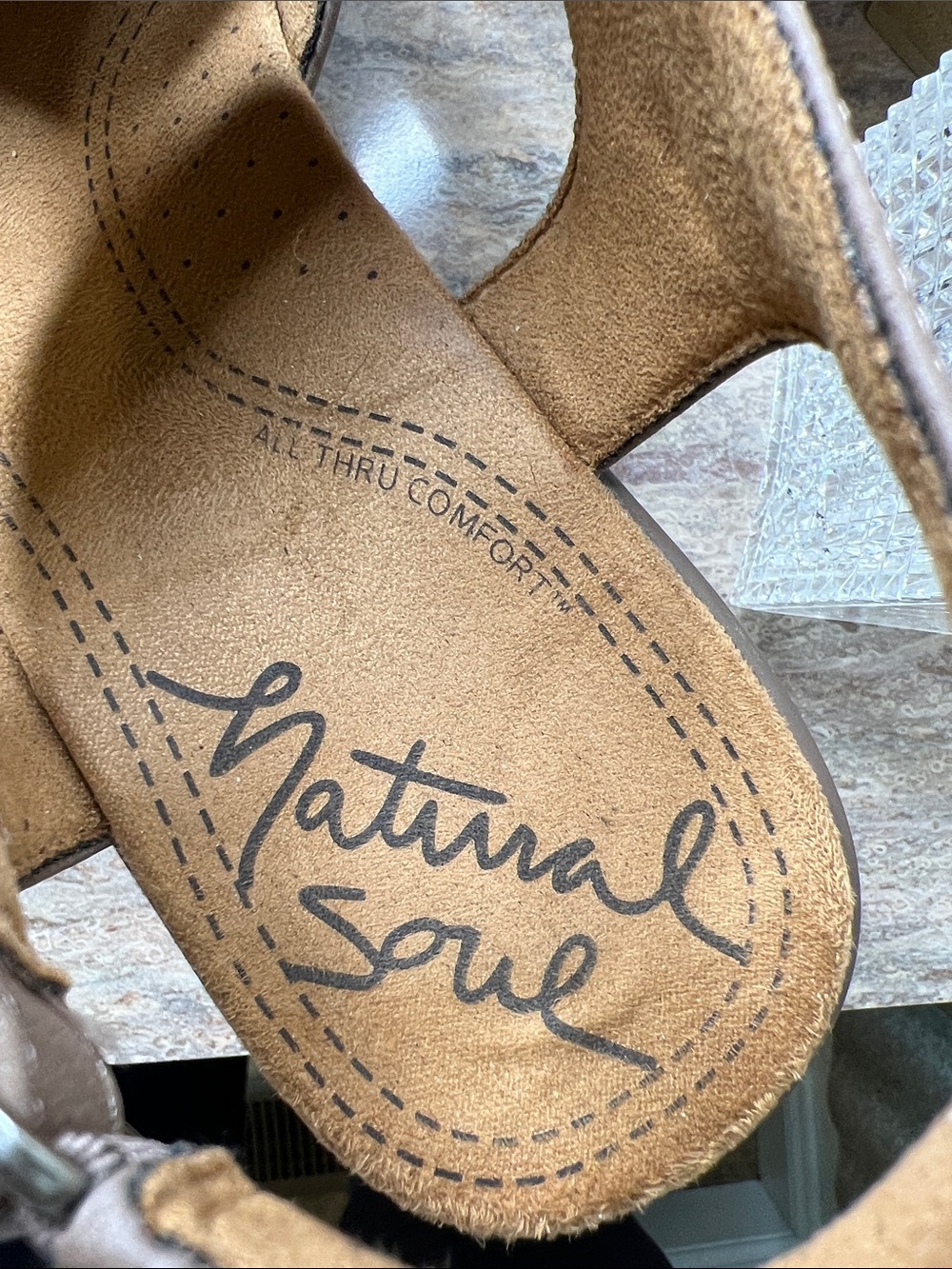 Natural Soul Taupe Wedge platform Sandals with Gunmetal Stud Accents S-8 - Picture 2 of 7